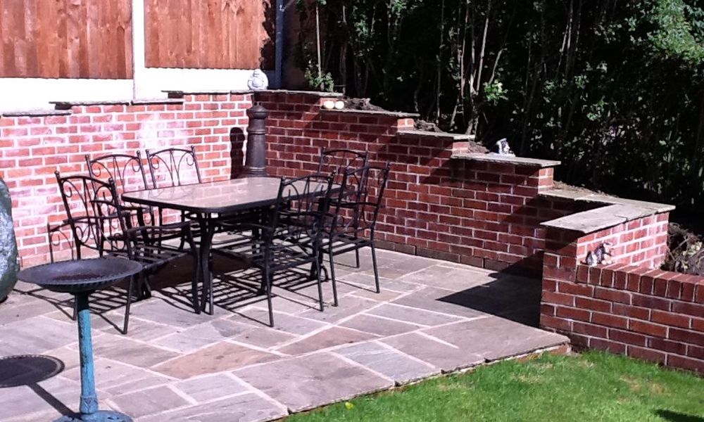 small patio installation with table and chairs